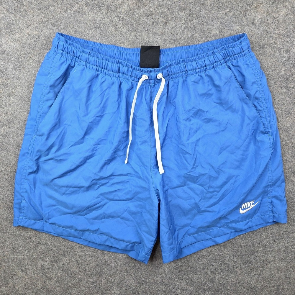 Nike Shorts Mens XL Blue Swim Trunks Mesh Lined Elastic Waist Drawstring Swoosh